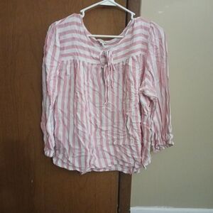 Cato Pink and White Striped Blouse